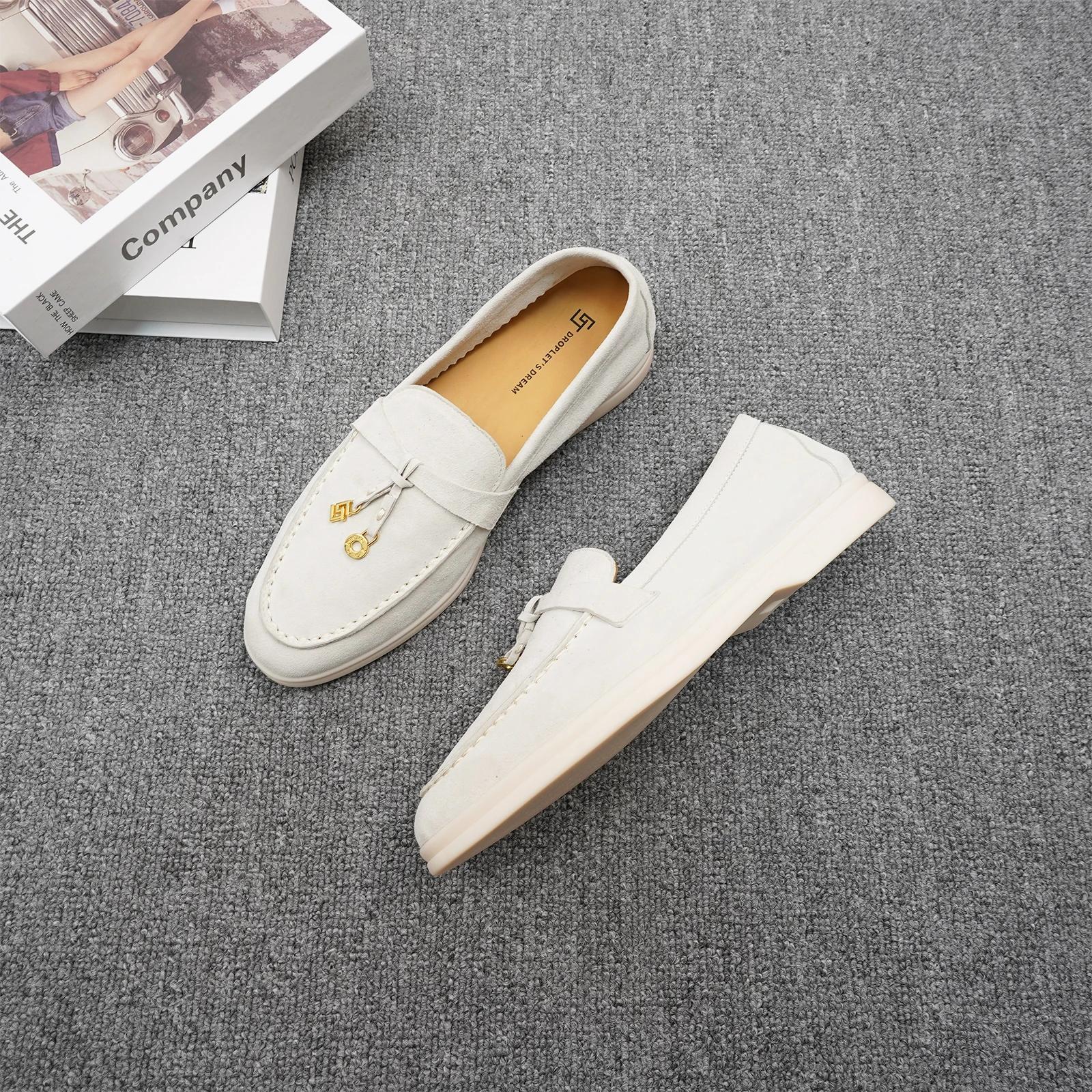 Chaussures décontractées de luxe à tête ronde pour femmes, surface en cachemire, chaussures de condu
