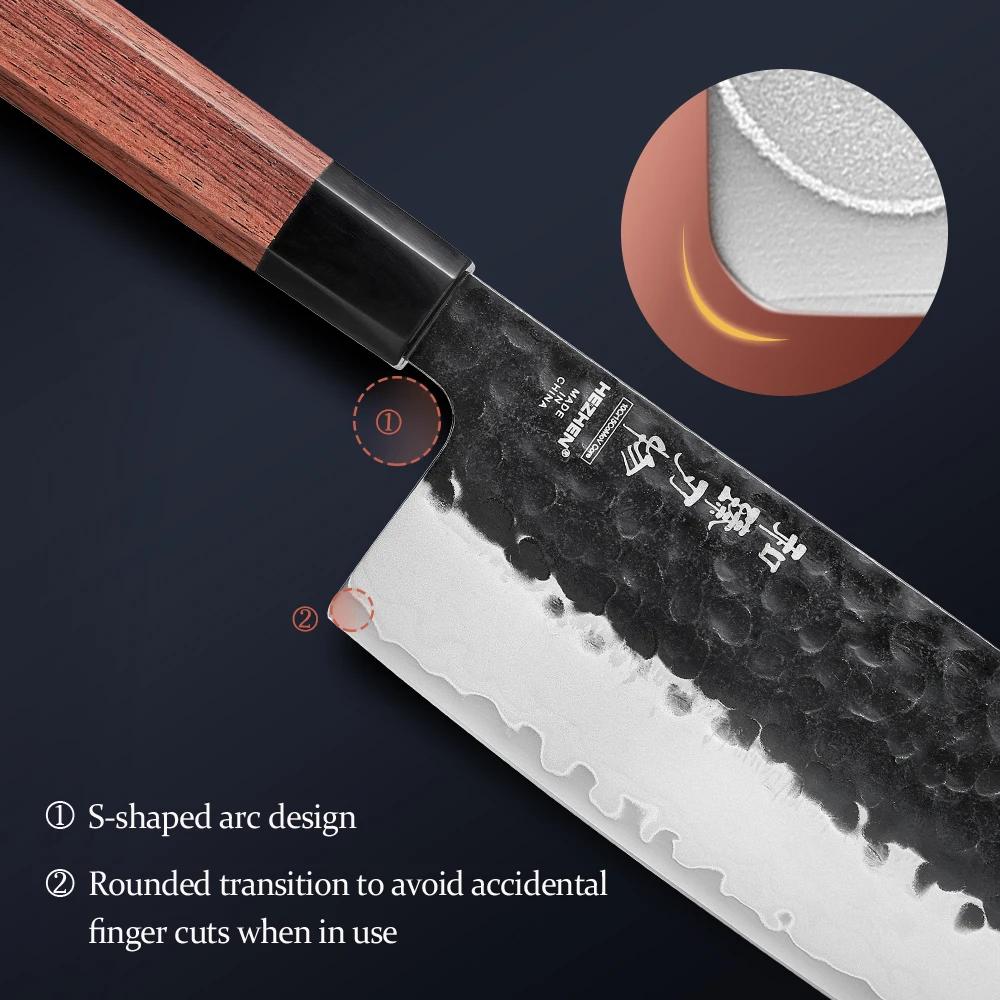 HEZHEN 1 pièce-5 pièces ensemble de couteaux de cuisine Chef utilitaire en acier inoxydable 3 couche