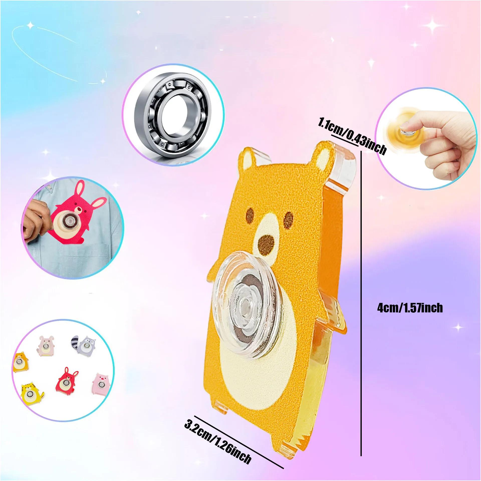 Jouet gyroscopique créatif en acrylique, 6 pièces, Animal chat chien renard Fidget Spinners, jouets