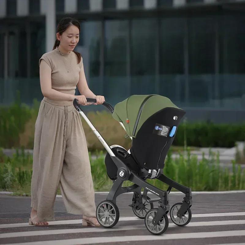 Poussette 4 en 1 UE en Stock multifonctionnelle pliable avec siège auto et landau portable