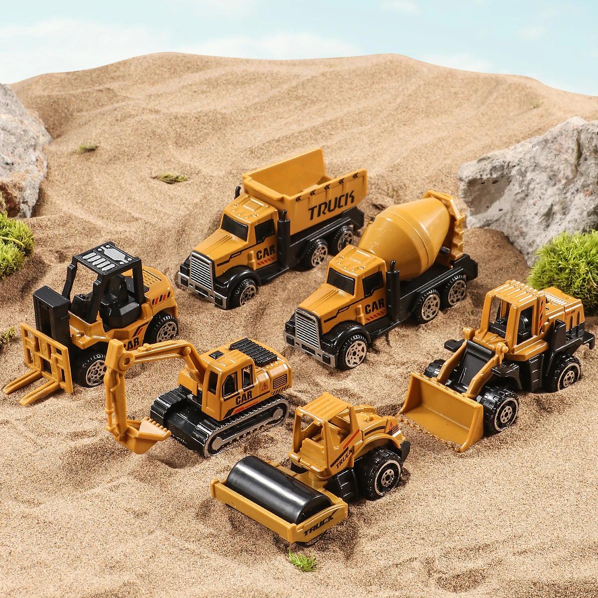6 pièces/ensemble alliage grue camion voiture Parking jouets ingénierie véhicule tracteur pelle Cons