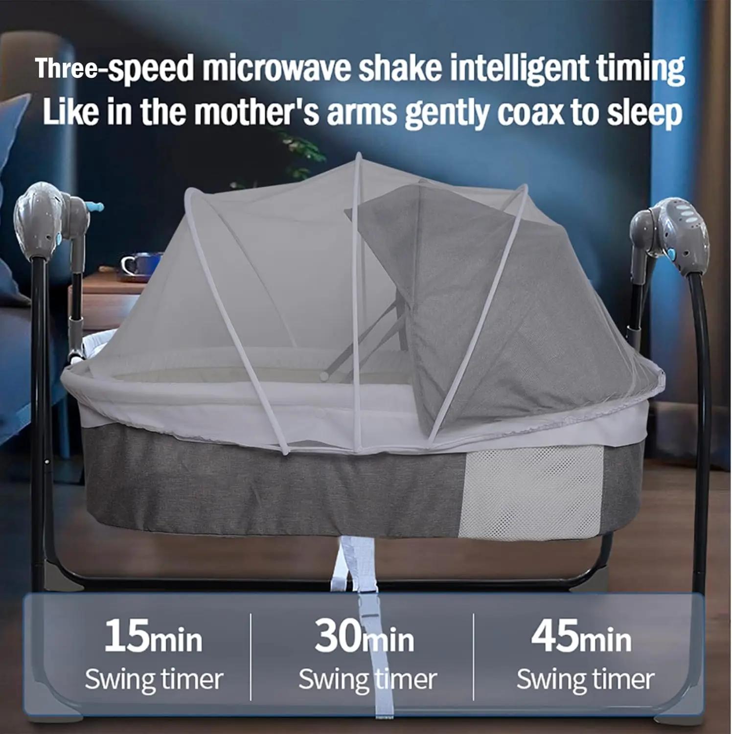 Berceau à bascule électrique pour bébé, balançoire automatique pour nourrisson avec télécommande, tr