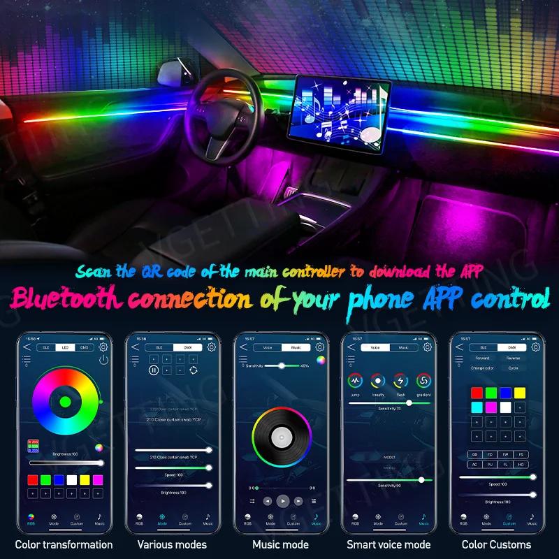 Lumières ambiantes LED universelles pour voiture, banderole intérieure, bande acrylique cachée, lamp