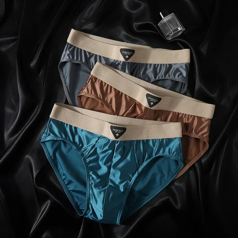 Caleçons en nylon Ice Silk pour hommes, lot de 1/3 pièces, sous-vêtements doux, respirants et confor
