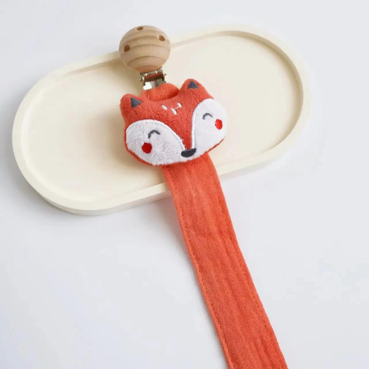 Attache-sucette pour bébé, 1 pièce, chaîne de sucette en bois de coton pour nouveau-né, porte-tétine