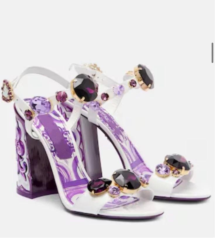 Sandales d'été bohèmes en cuir véritable avec strass, bout ouvert, talons épais, bride à boucle, gra