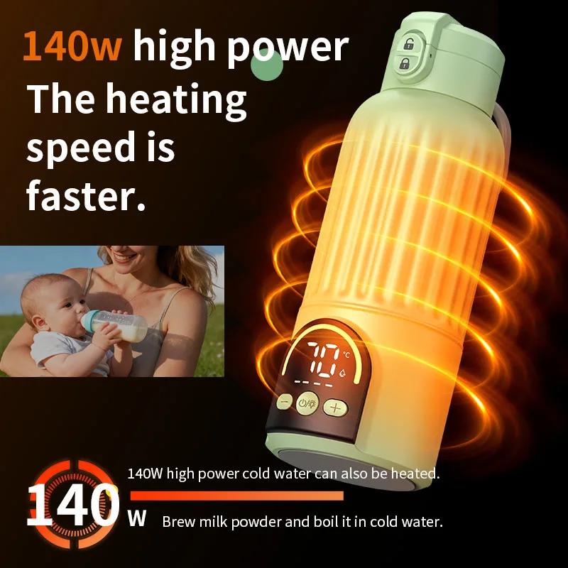Chauffe-lait électrique portable, chauffe-biberon en acier inoxydable 316 avec veilleuse, chauffe-ea