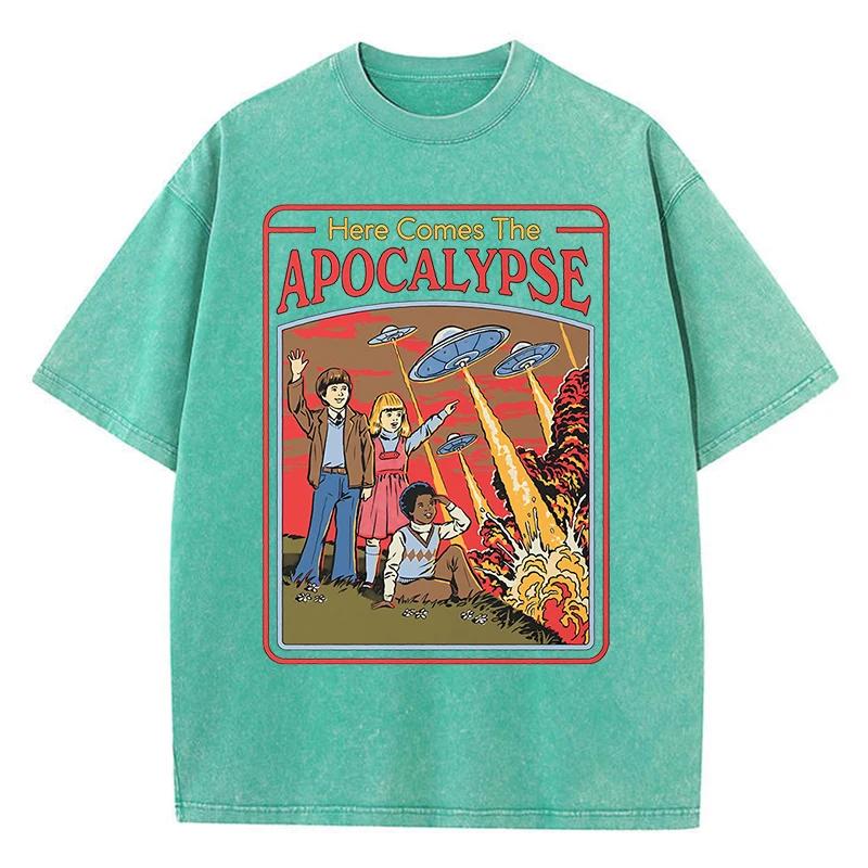 Voici l'Apocalypse Ufo lavé rétro hommes vêtements surdimensionné qualité Streetwear mode couverture