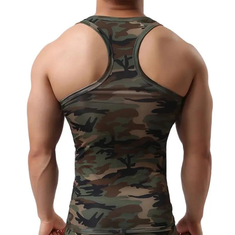 Débardeur à séchage rapide pour hommes, maillot de corps sans manches, Fitness, Camouflage, Singlet,