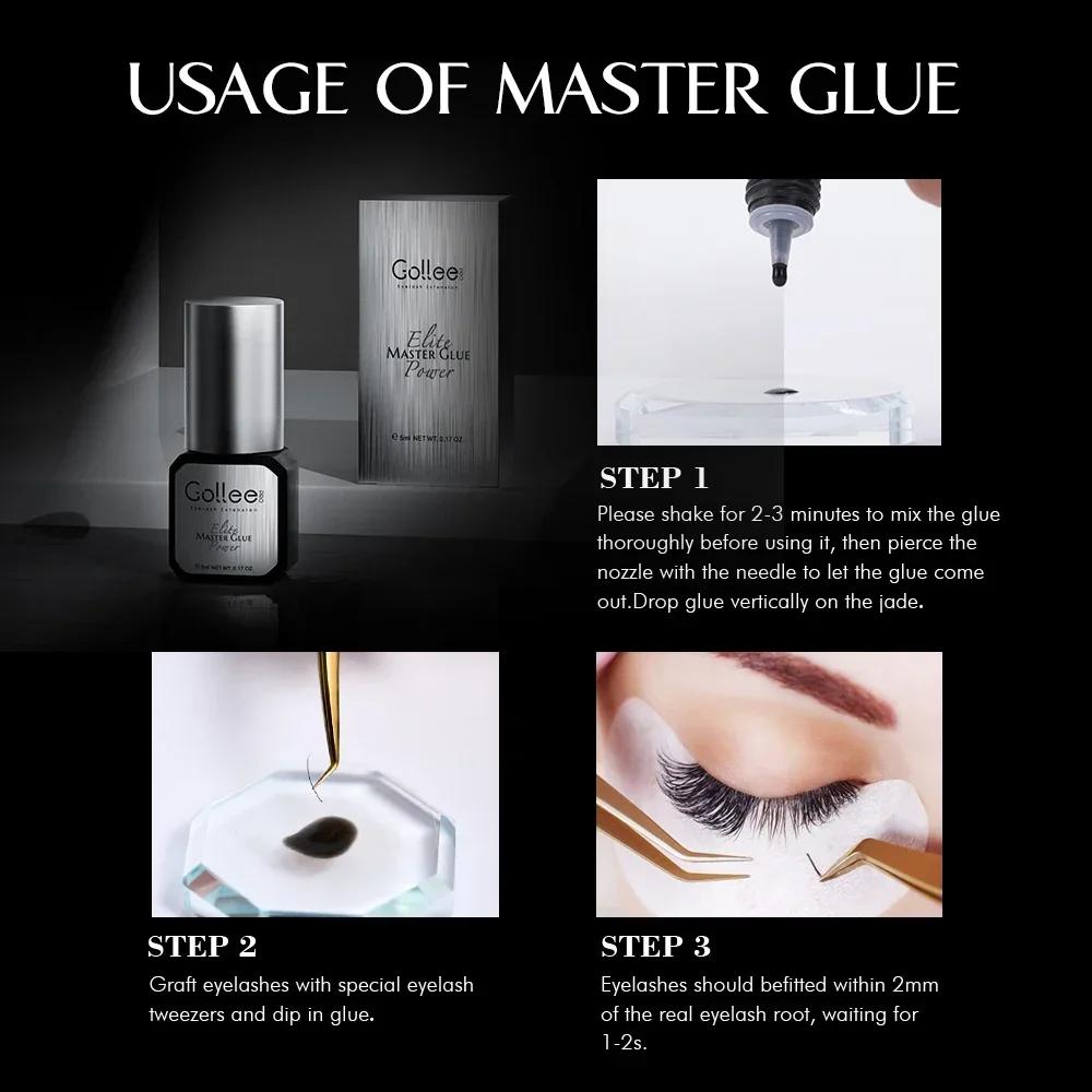 GOLLEE-Colle pour extensions de cils 0.5s, 10 pièces, étanches, 15ml, vente en gros
