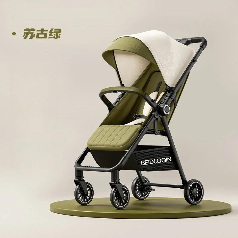 Nouvelle poussette bébé 2025 à vue haute, pliable, rangement à une touche, fonction assise et allong