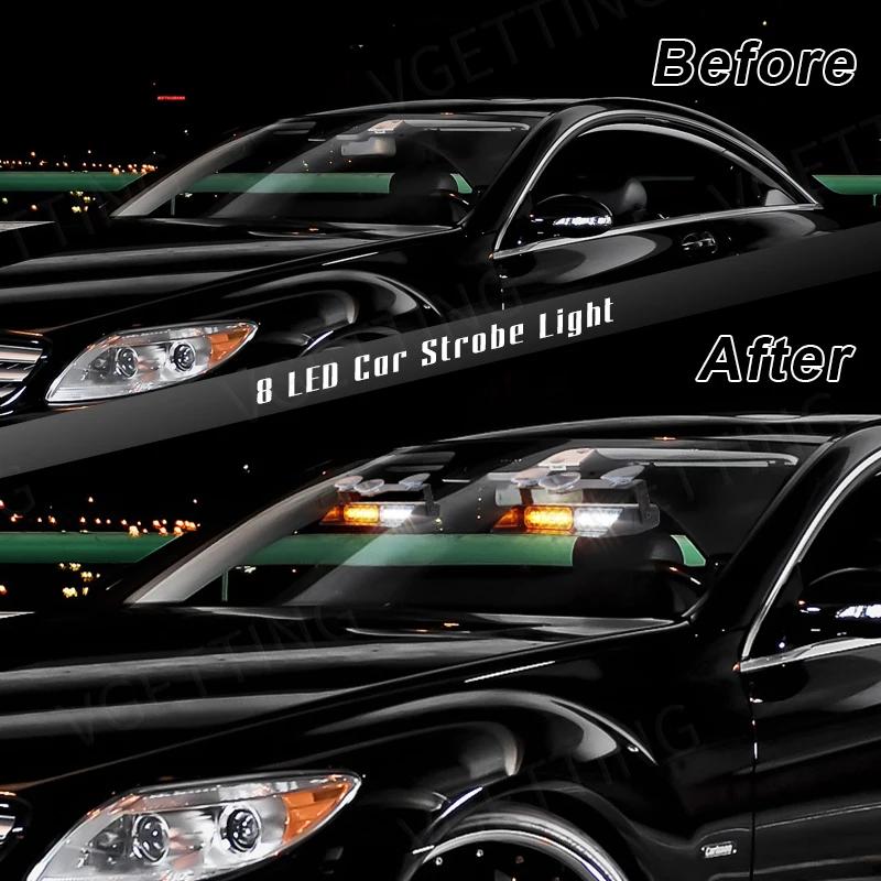 Lumières stroboscopiques LED 2 en 1 pour voiture, Flash d'urgence, lampe d'avertissement, barre de p
