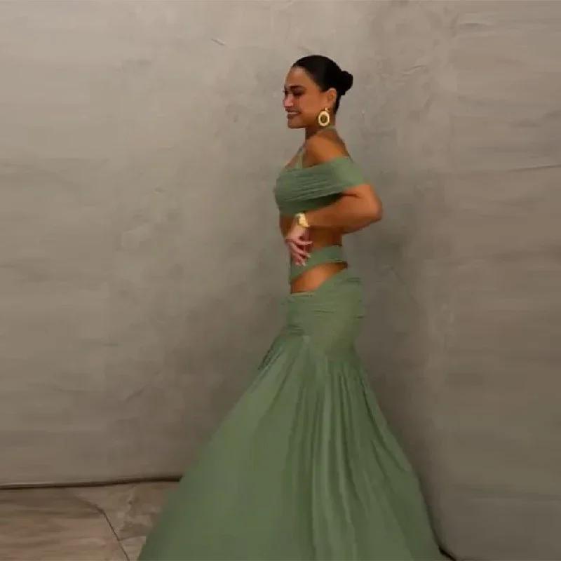 Ensemble deux pièces élégant à sequins floraux pour femme : haut court asymétrique à une épaule + mi