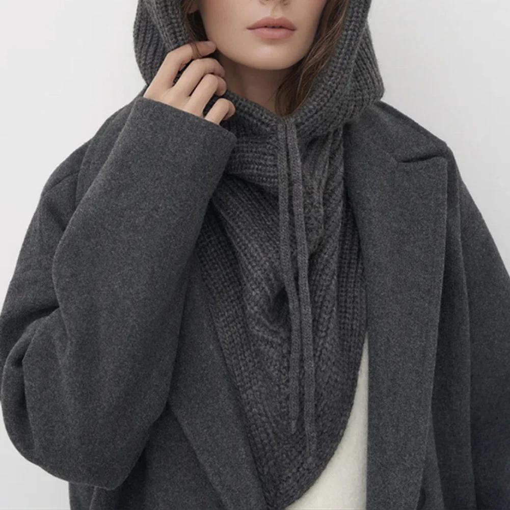 Chapeau-balaclava d'hiver pour femmes, écharpe chaude en tricot, bonnets à capuche, collier de cou e