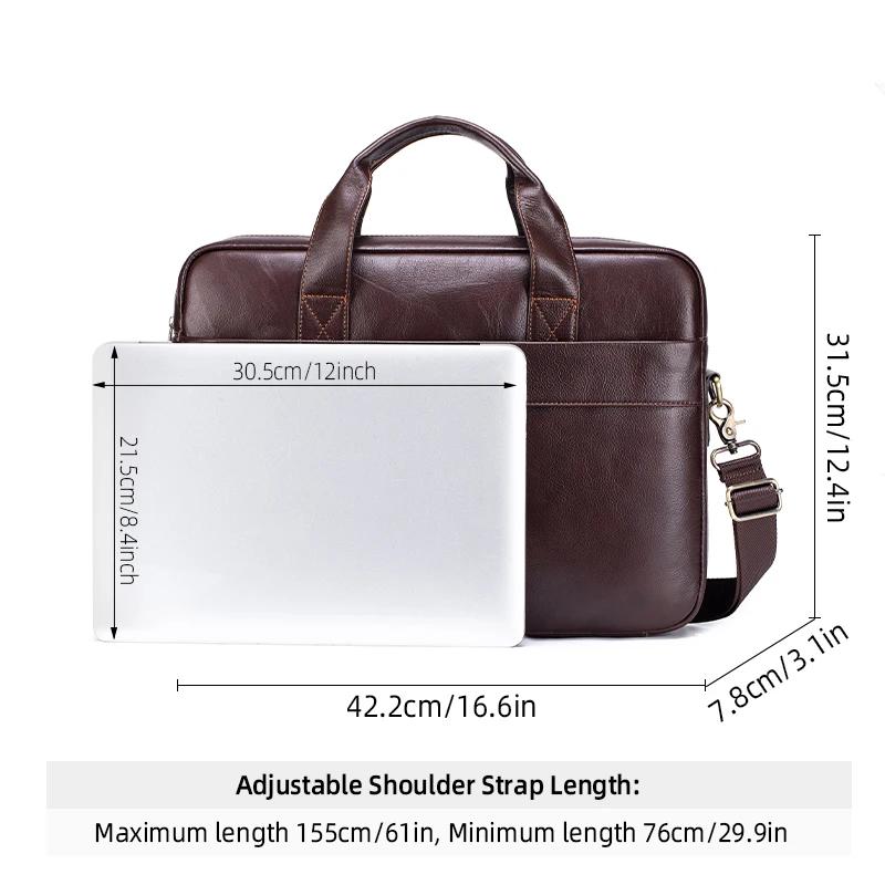 Porte-documents en cuir véritable pour hommes, sac d'affaires de luxe souple, compatible avec ordina