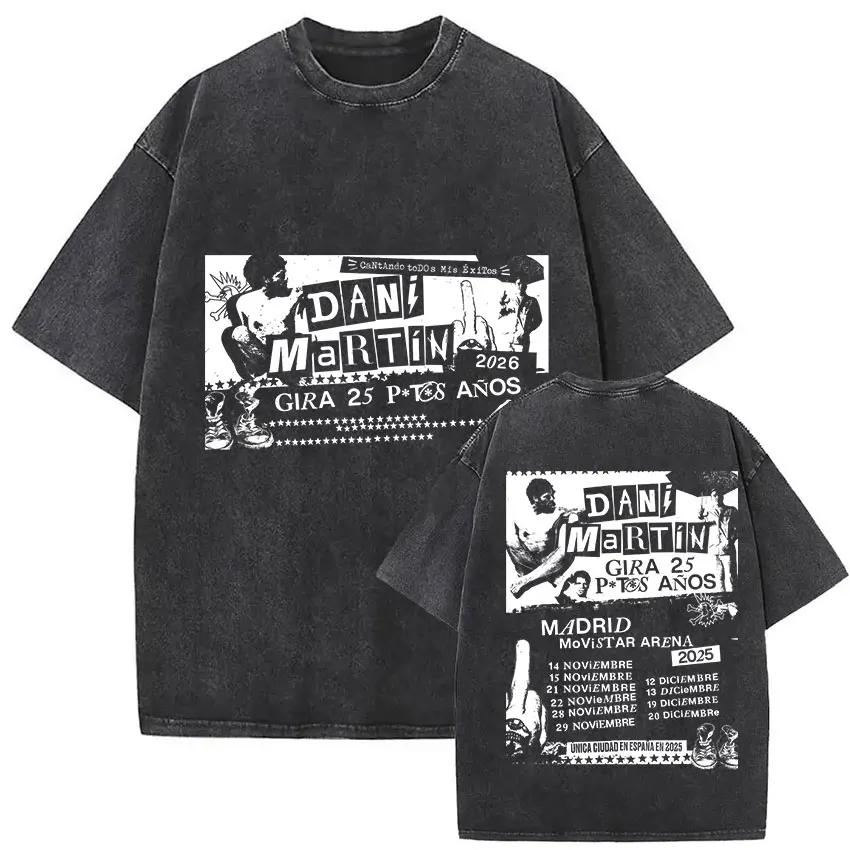 Rappeur Dani Martin Lo Que Me De La Gana Tour 2025 Vintage lavé t-shirts hommes femmes Pop Fans mode
