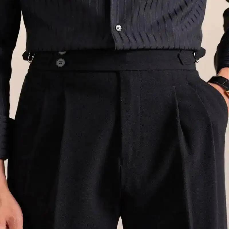 2025 nouveau Style italien Double plissé napolitain hommes pantalons formels décontracté affaires ja