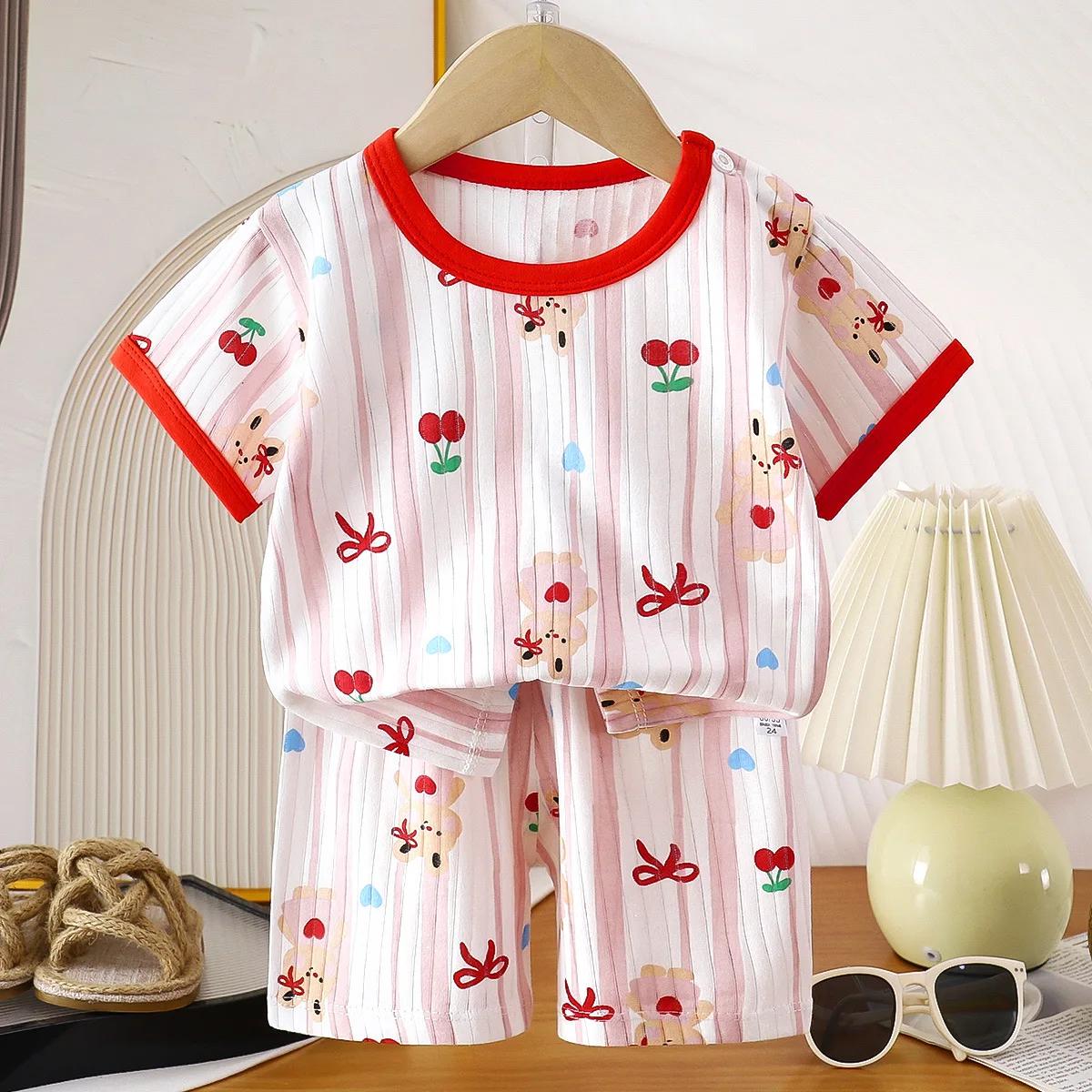 Ensemble de vêtements pour enfants, 2 pièces, T-shirt, costume d'été en coton, Short pour filles, vê