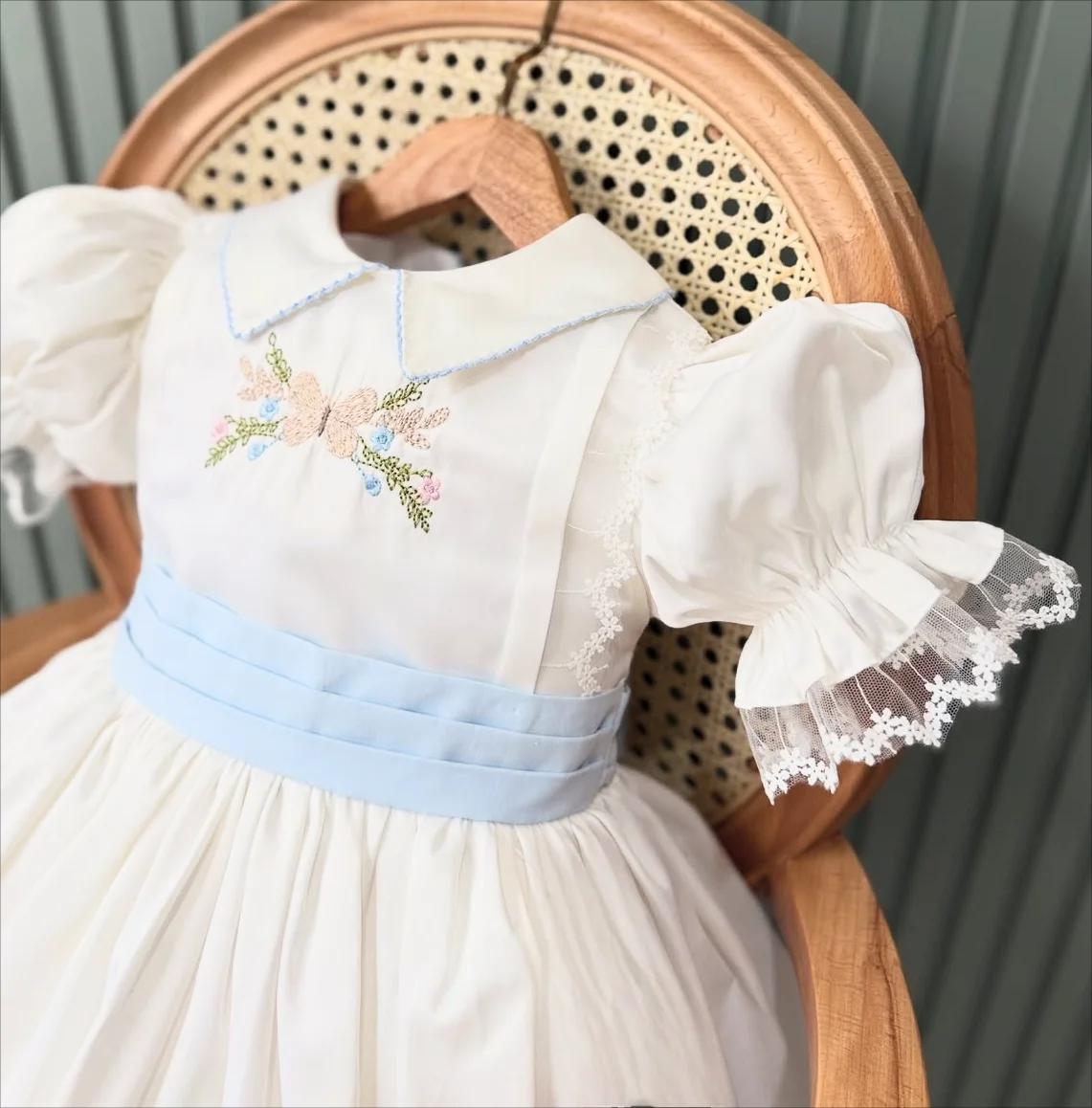 Robe d'été pour bébé fille de 0 à 12 ans, broderie blanche, robe de princesse turque Vintage pour an