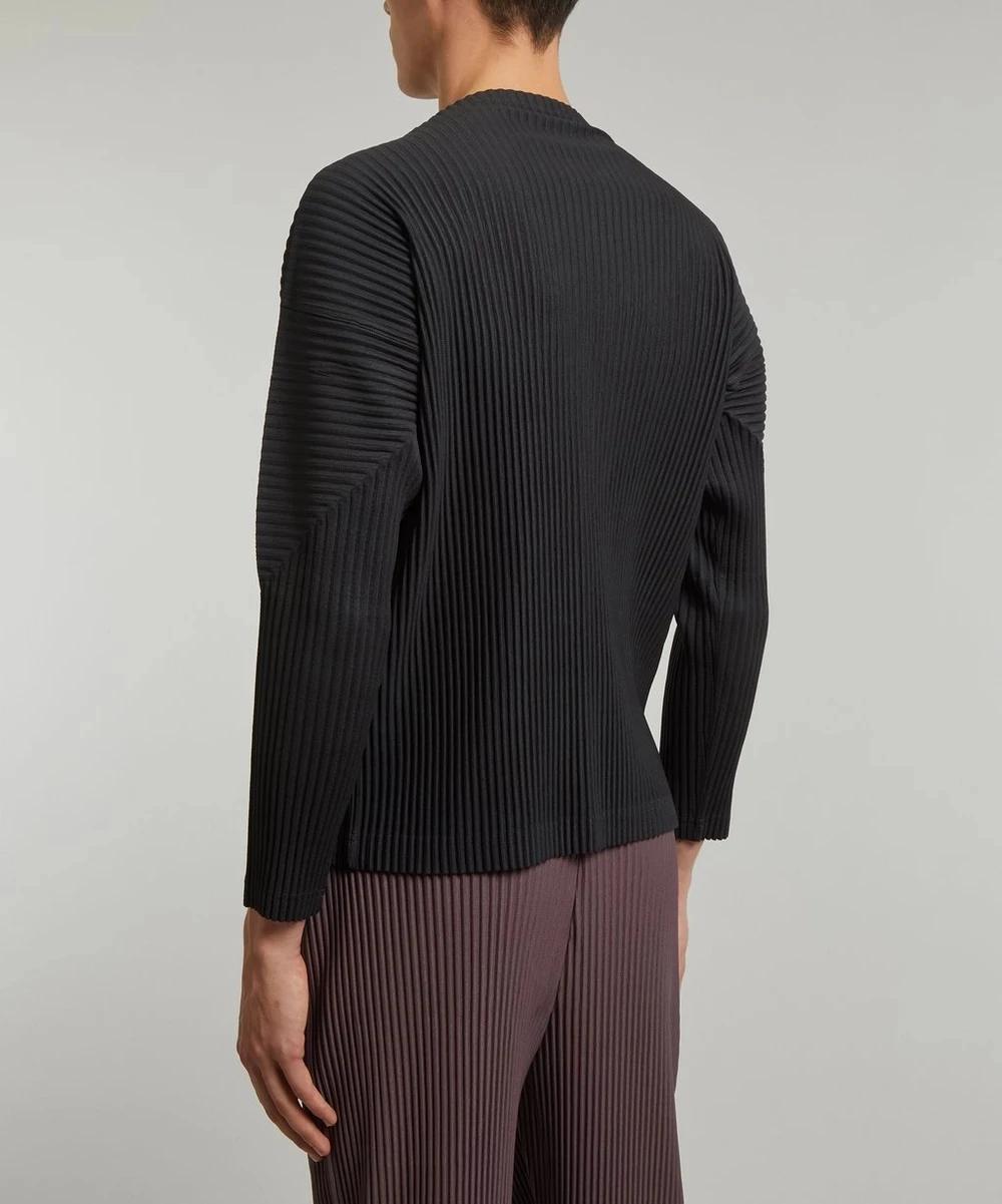 Miyake plissé homme manches longues T-Shirt mode classique noir haut à col roulé