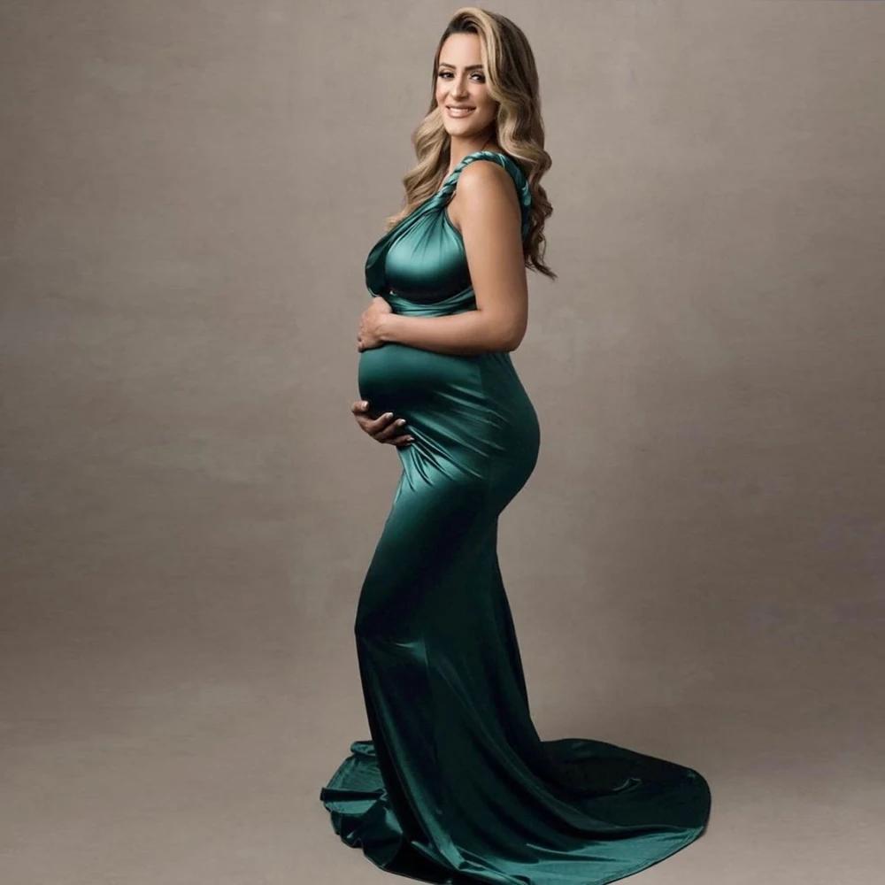 Robe de maternité en Satin extensible Convertible, tenue de soirée multi-voies pour les fêtes prénat
