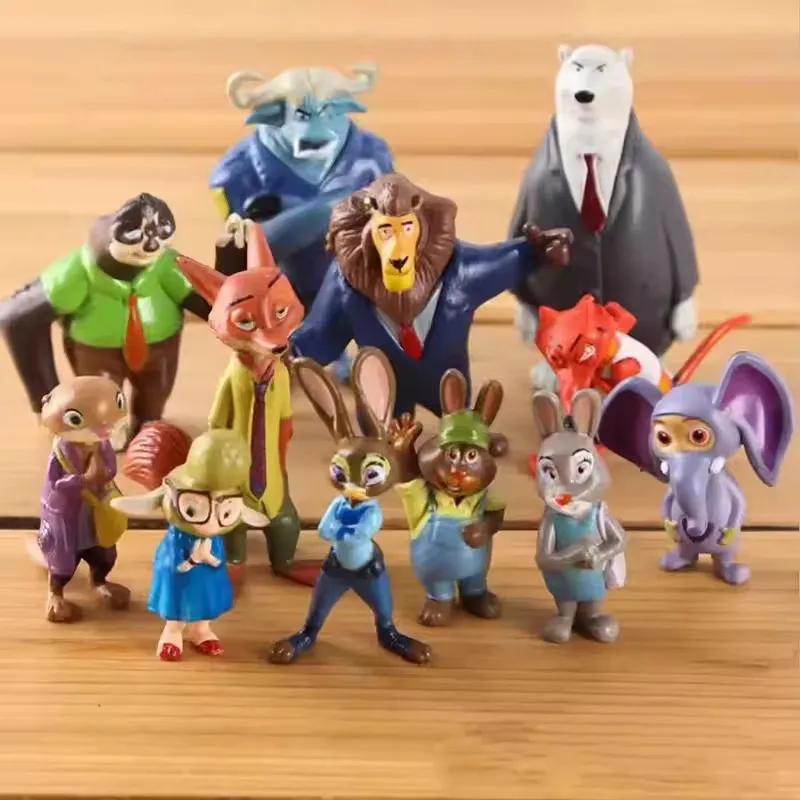 Nouvelles figurines d'action des animaux de Zootopia, 12 pièces/ensemble, lapin Judy Hopps, renard N