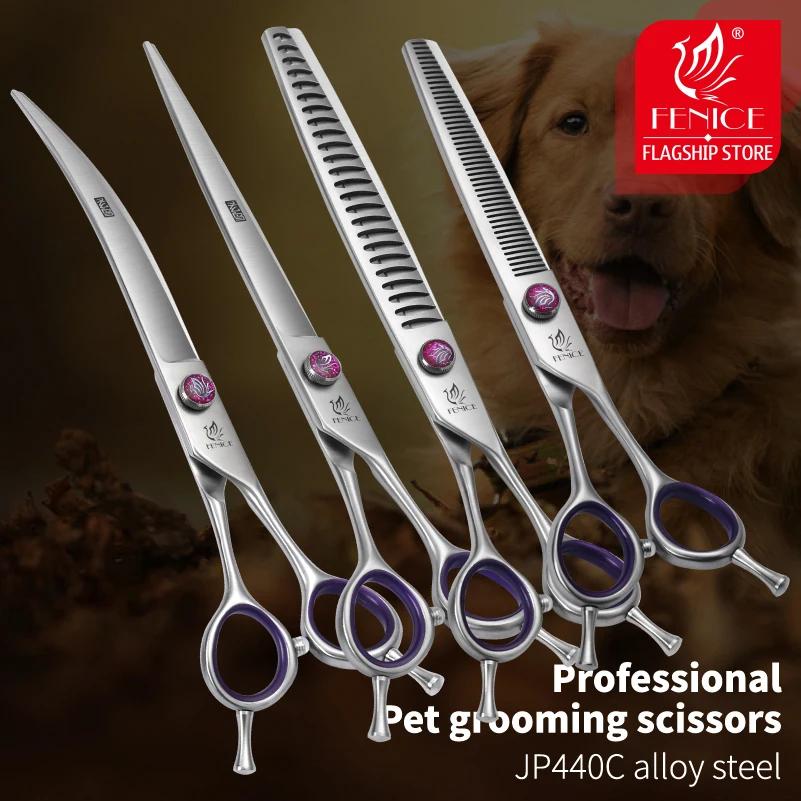 Fenice JP440C Ciseaux de toilettage professionnels pour chiens de compagnie, droit, incurvé, amincis
