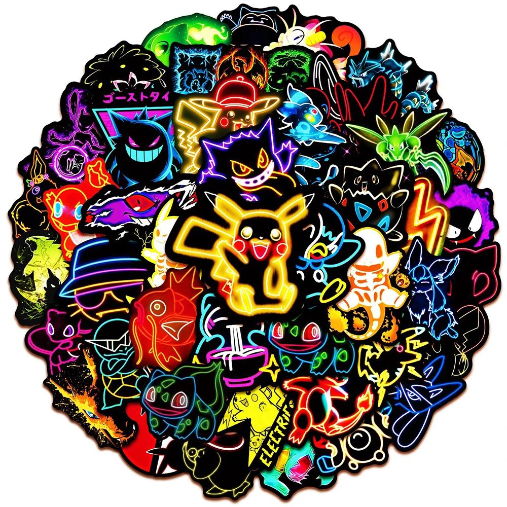 10/30/50pcs Cool Anime néon Pokemon autocollants Pikachu dessin animé décalcomanies pour enfants jou