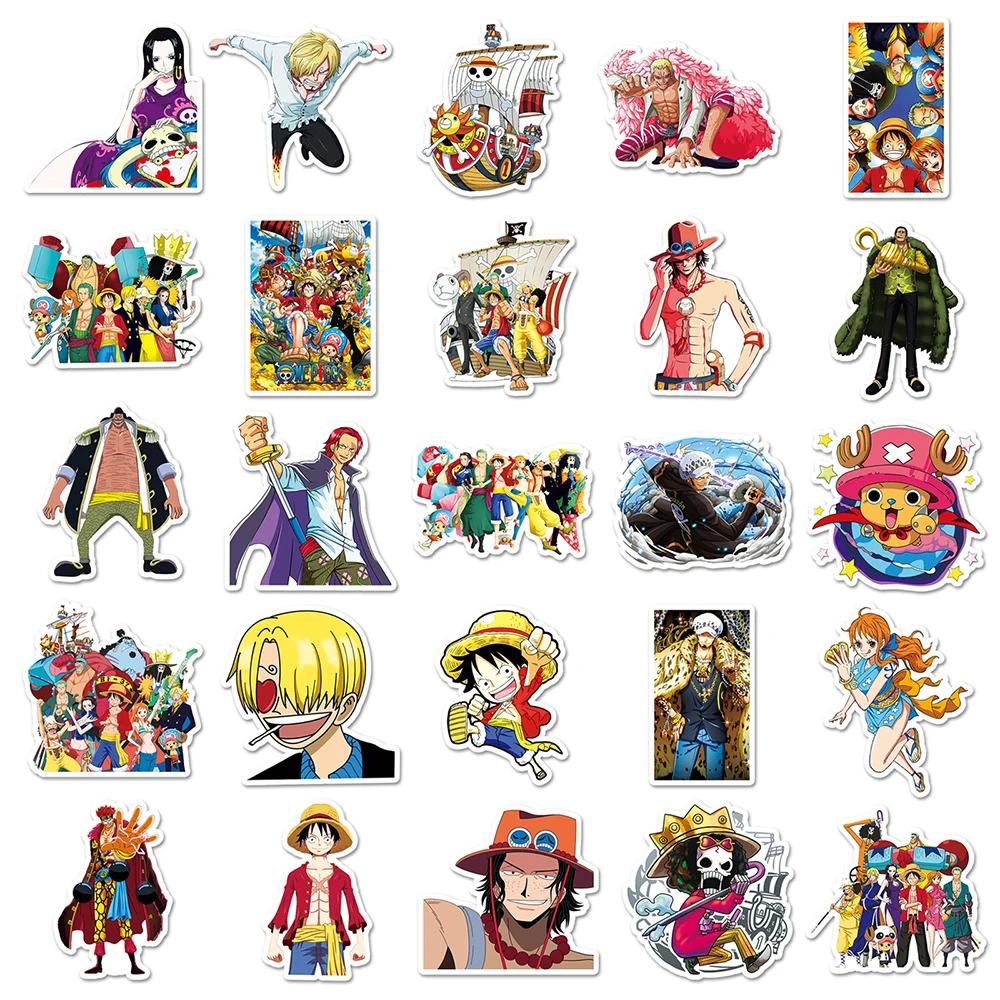 50 pièces une pièce Luffy autocollants Anime décalcomanies jouets bricolage cahier moto Skateboard t