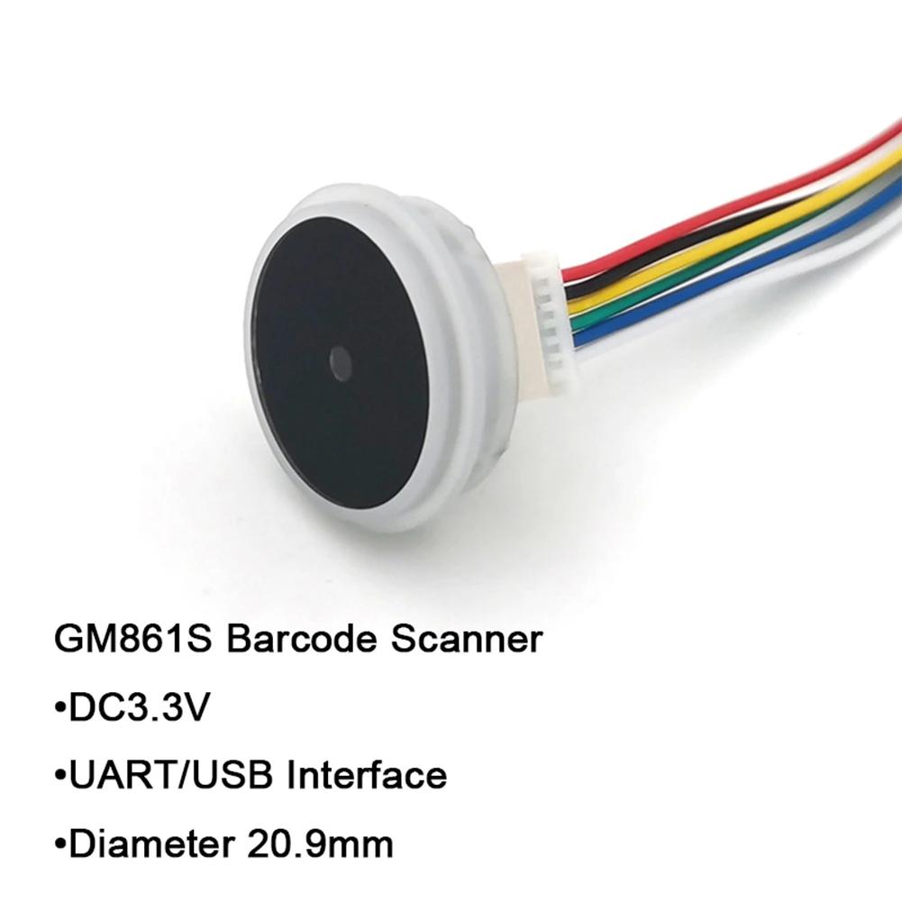 Lecteur de codes-barres GM861S UART, interface USB 1D/JO, code QR, technologie LED blanche et verte
