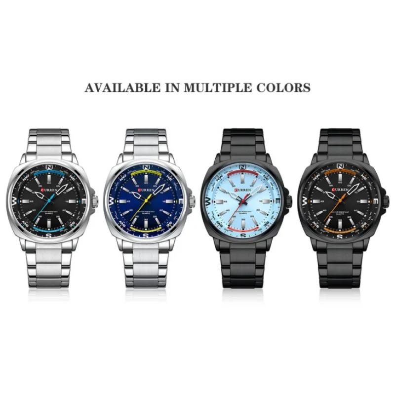 CURREN 8455 montre à Quartz pour hommes grand cadran étanche bracelet en acier inoxydable décontract