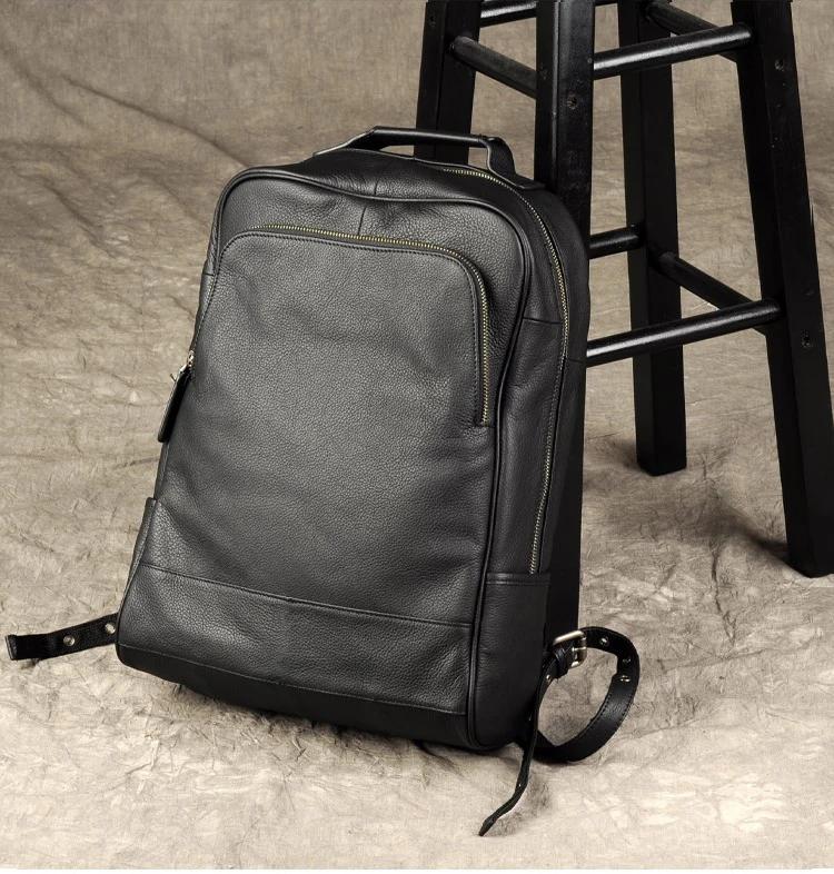 Sac à dos en cuir véritable pour homme, accessoire de bonne qualité, à la mode, pour l'école, tous l