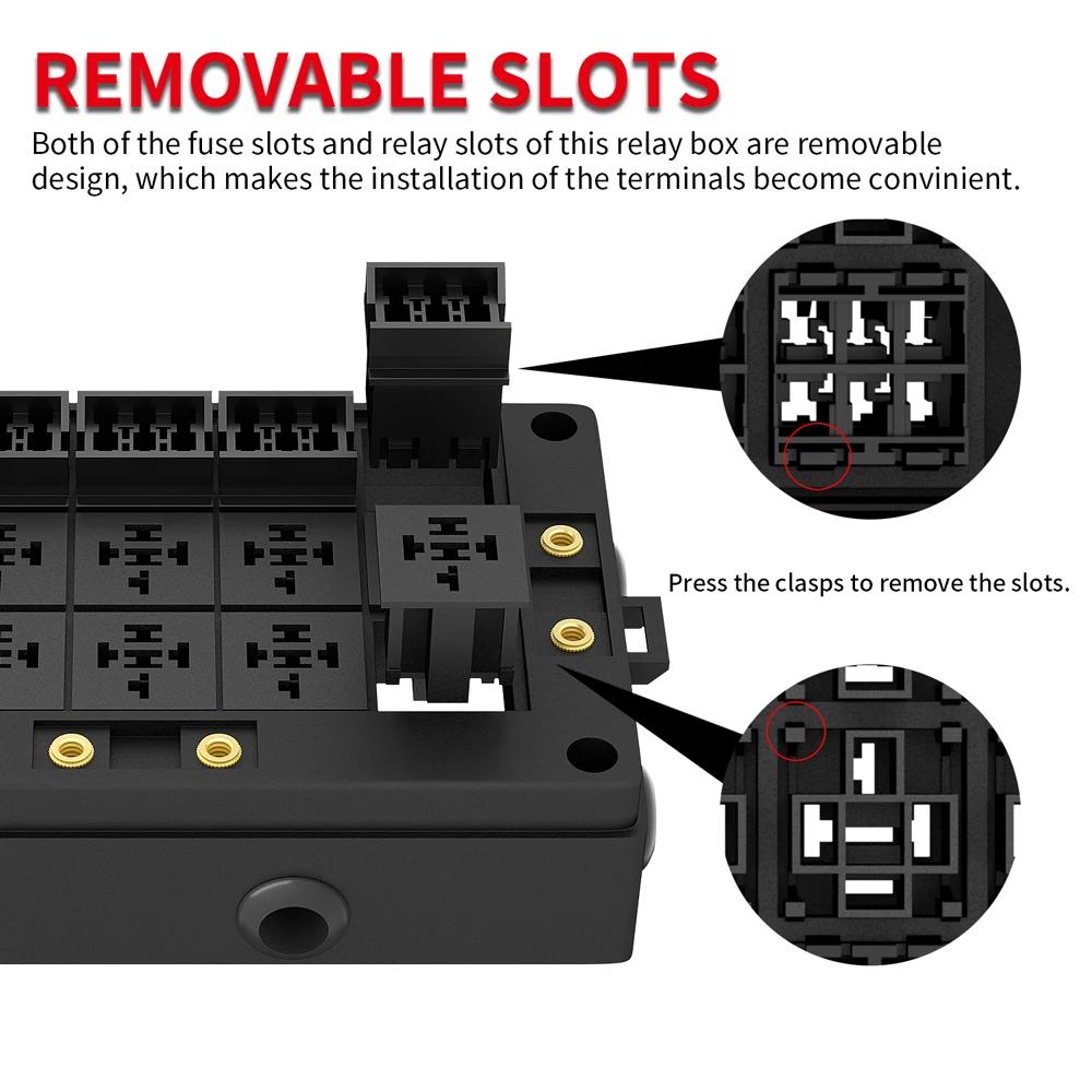 Boîte de relais de voiture à 10 voies, boîte à fusibles 12V, porte-fusible à lame à 15 voies pour au