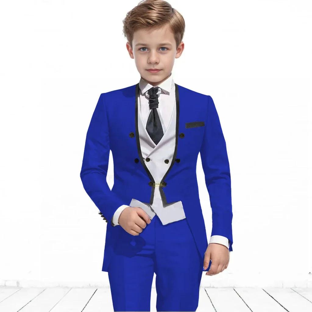Costume formel pour garçon de 3 à 16 ans, manteau à fleurs avec pantalon, gilet pour spectacle, smok