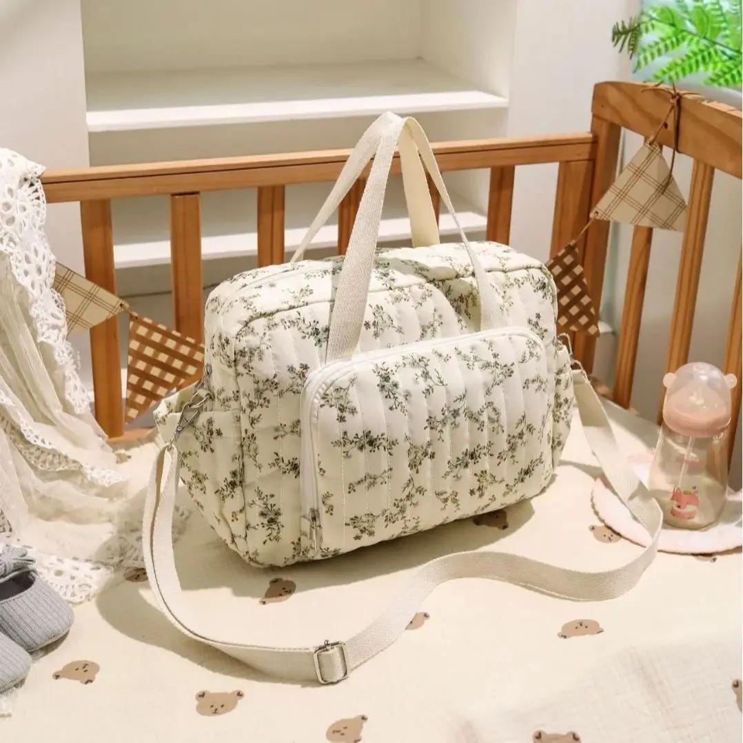 Sac à couches de Style coréen pour nouveau-né, sac à bandoulière pour maman, broderie matelassée, or