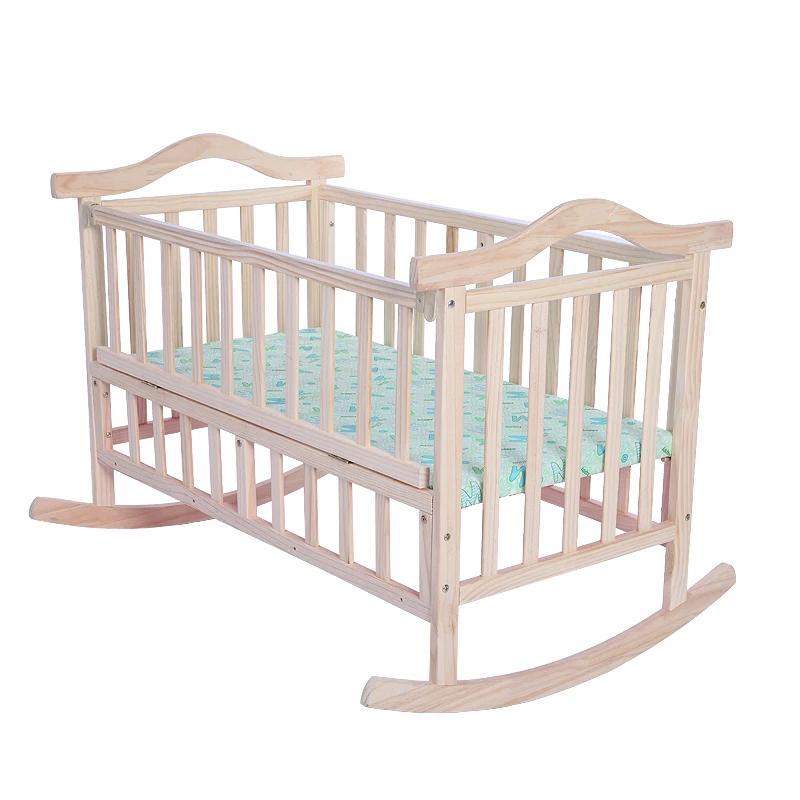 Berceau à bascule en bois enrichi pour nouveau-né, lit bébé, moustiquaire gratuite, sans peinture, b