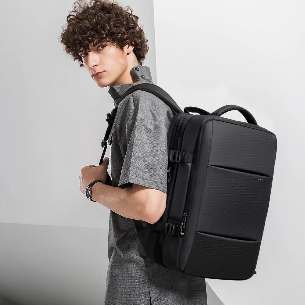 BANGE extensible hommes sac à dos étanche 17.3 pouces sac à dos pour ordinateur portable homme grand