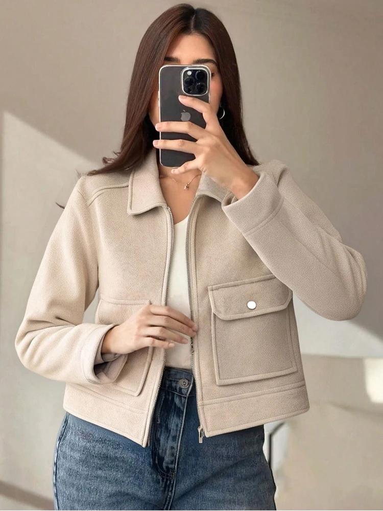 Veste à fermeture éclair pour femme SLTNX, nouvelle veste d'hiver à manches longues avec poches, ves