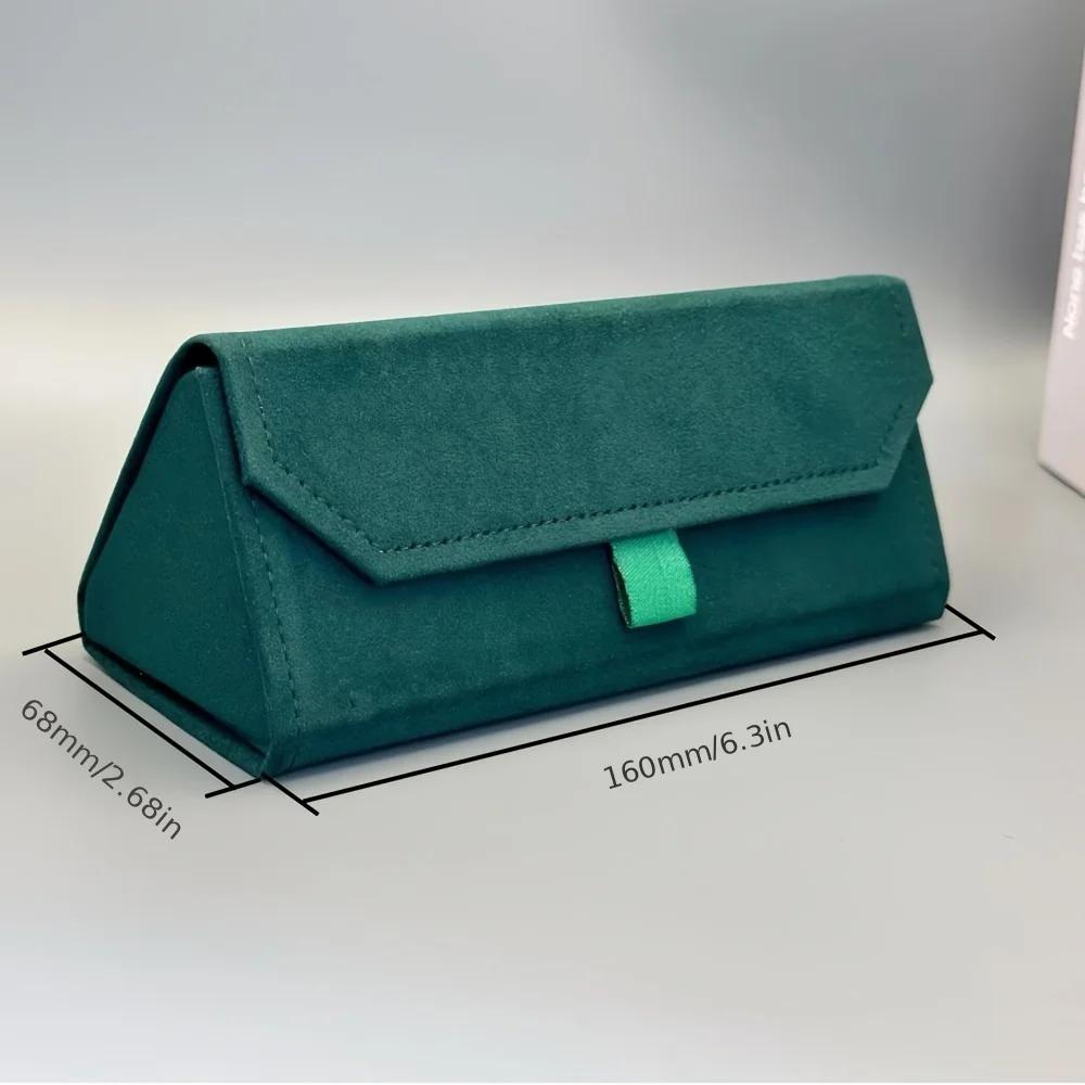 1pc velours Triangle pliant lunettes femmes étui élégant lunettes de soleil étui sac à main dur homm