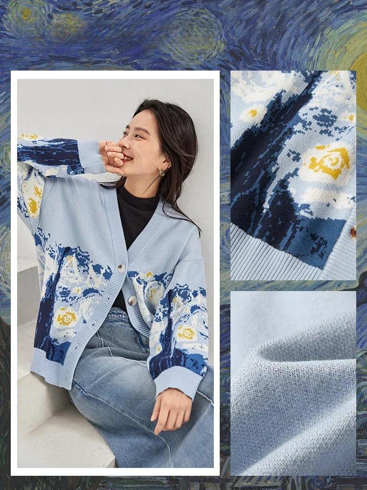 Cardigan d'hiver pour femmes, pull tricoté de styliste, manteau, nouvelle mode imprimée, col en v ép