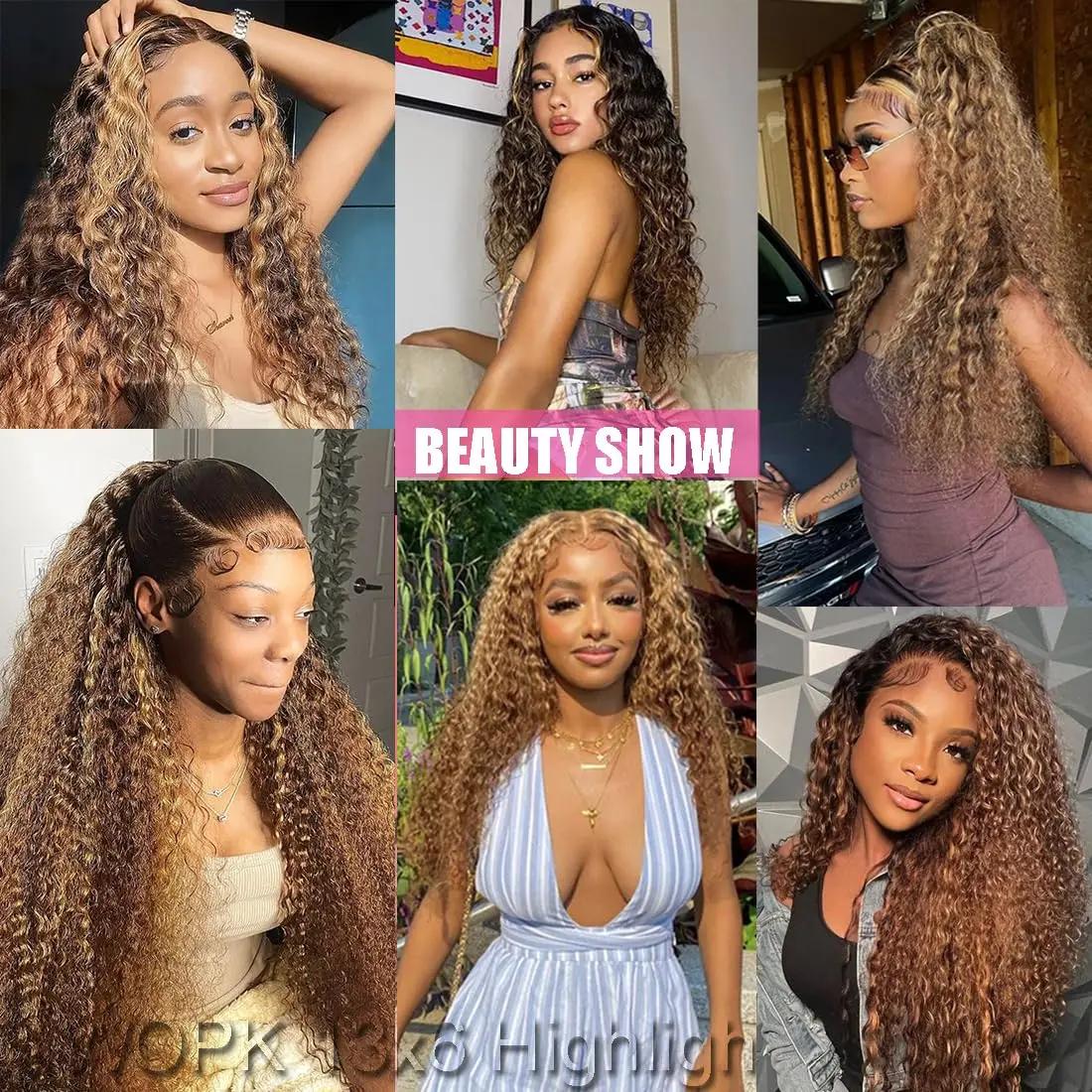 Perruque Naturelle Bouclée Sans Colle, Cheveux Ondulés, 13x4 HD, 13x6, Blond Miel
