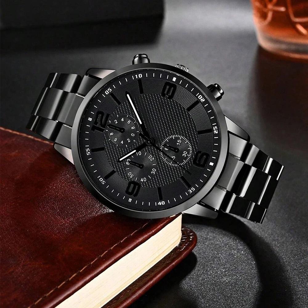 4 pièces coffret cadeau pour hommes d'affaires ensemble de montre tendance de la mode montre à quart