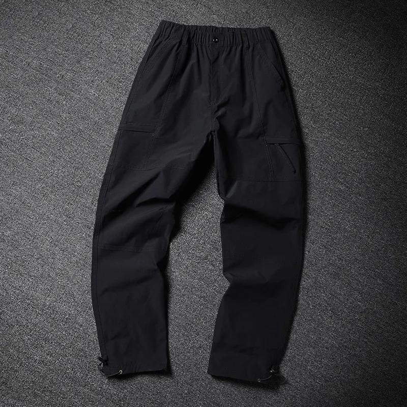 Pantalon cargo multi-poches à jambes larges pour hommes, 1 pièce, taille élastique avec cordon de se