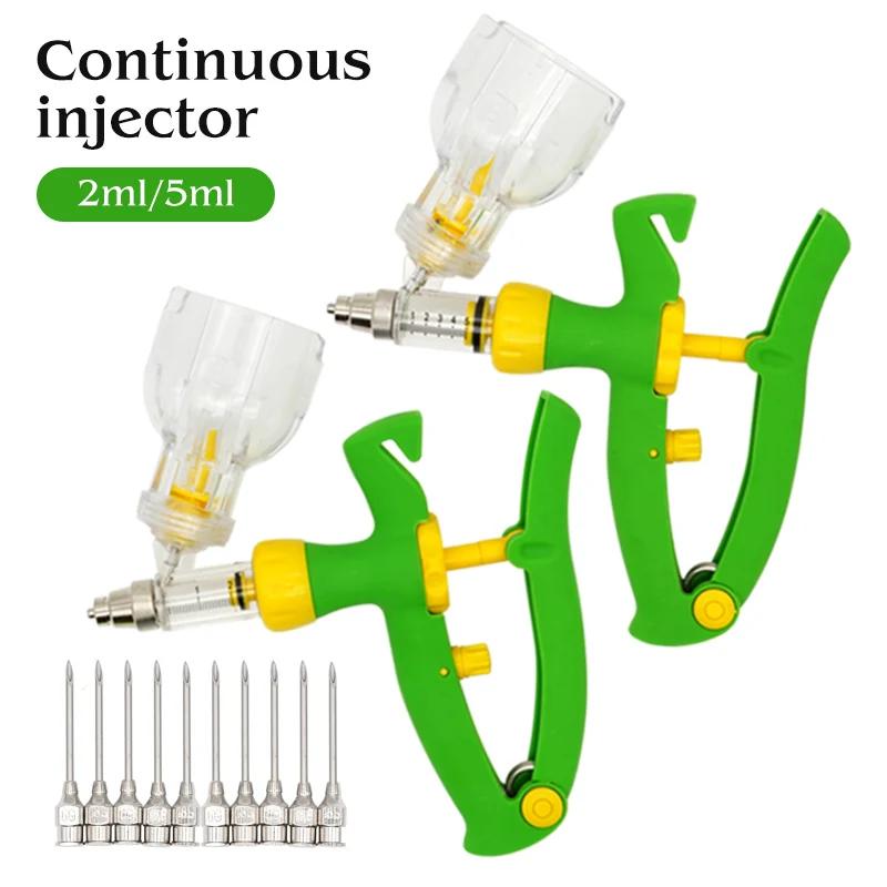 Seringue continue automatique vétérinaire de 2/5ml, avec aiguilles, Injection animale, aspirateur ré