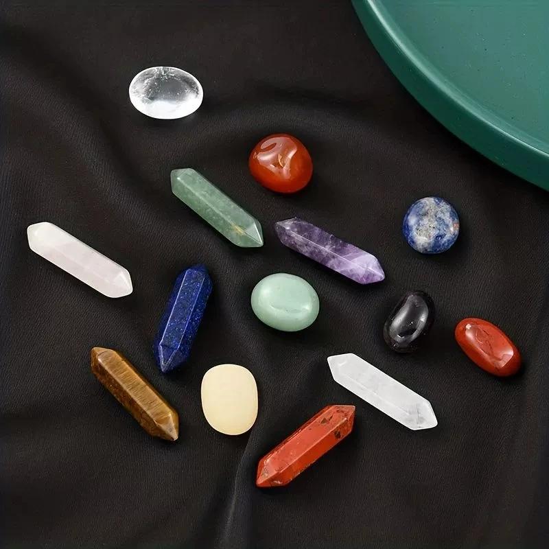 14 pièces/boîte pierre naturelle 7 Points de Chakra pilier en cristal ensemble coloré collier à fair