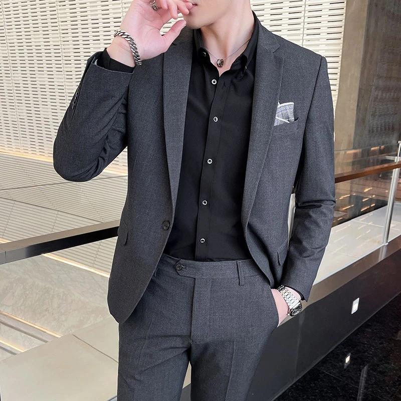 M-4XL 2024 Nouveau Homme Haute Qualité (costume + fj) All Fit mn Beau Banquet Décontracté Solide doc