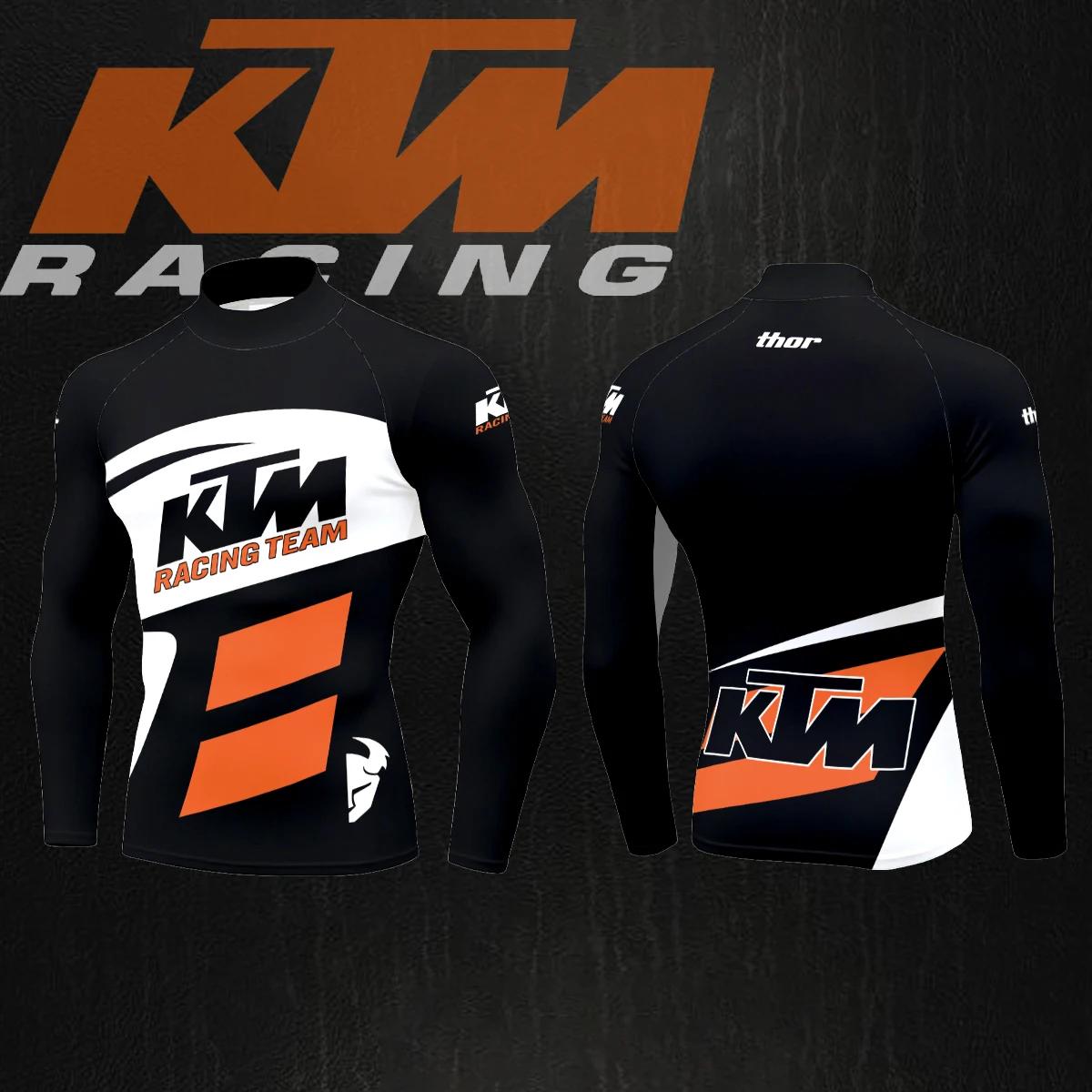 T-shirt à manches longues pour homme KTM, col mi-haut, noir, simple, décontracté, sportif, tendance,