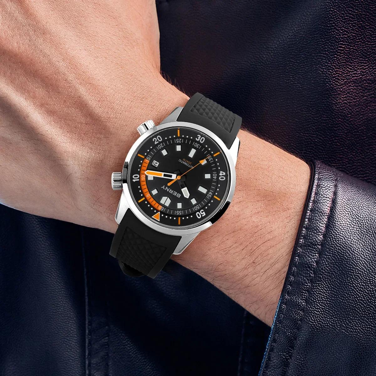 BERNY montres de plongée pour hommes 200M étanche Super lumineux automatique mécanique montre de plo