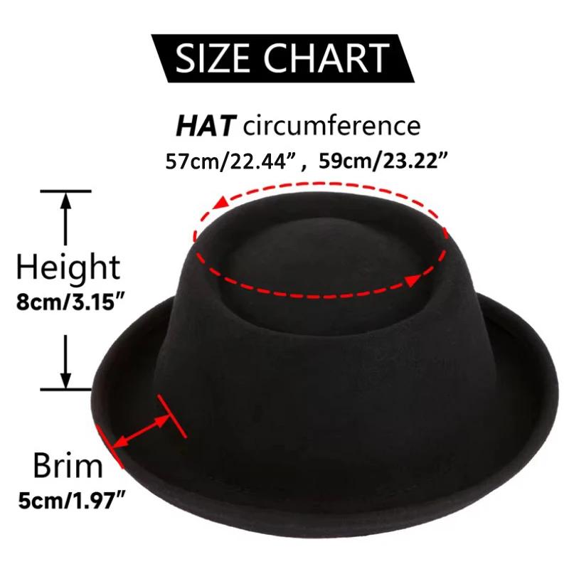 GEMVIE-Chapeau Classique en Feutre Doux pour Homme et Femme, Fedora à Bord Incurvé, 100% Laine, Auto