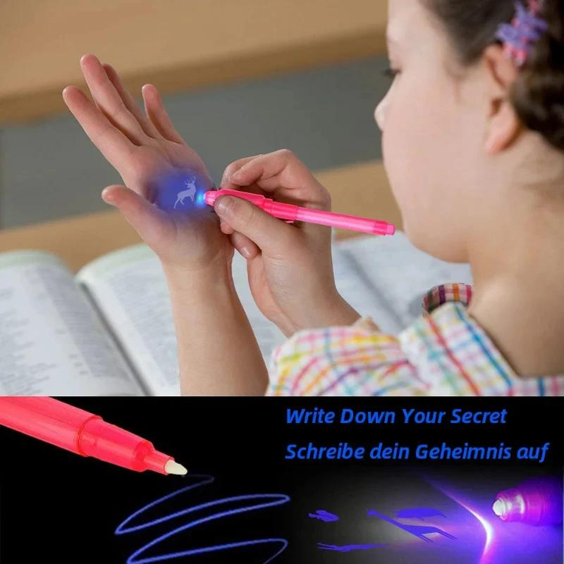 Stylo à encre Invisible avec lumière UV, marqueur magique pour Message Secret, prix de boîte de trés
